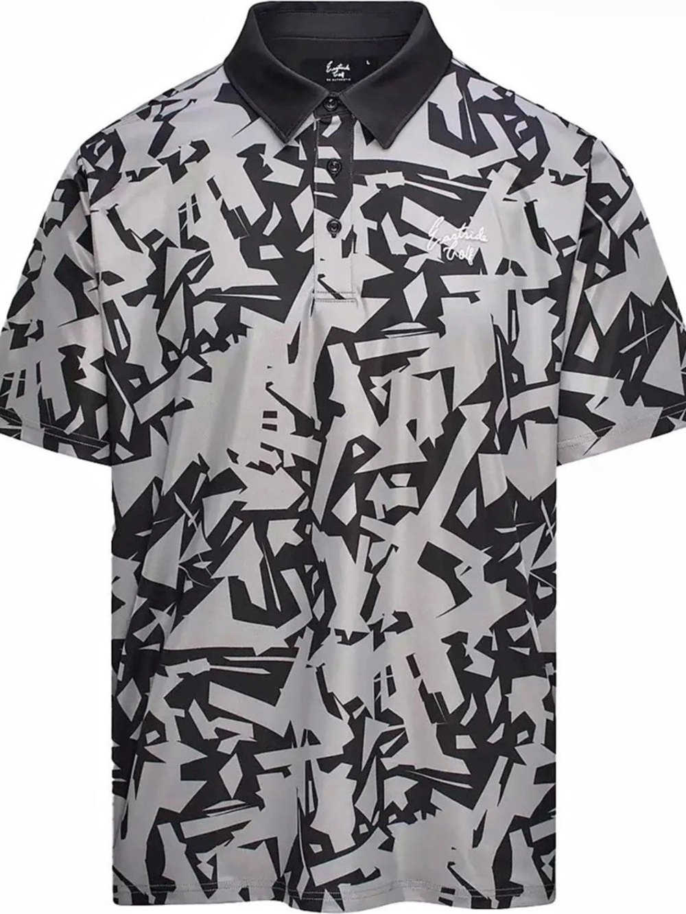 NWT Eastside Golf Men's Signature Golf Polo in Black Charcoal Shatter Size L